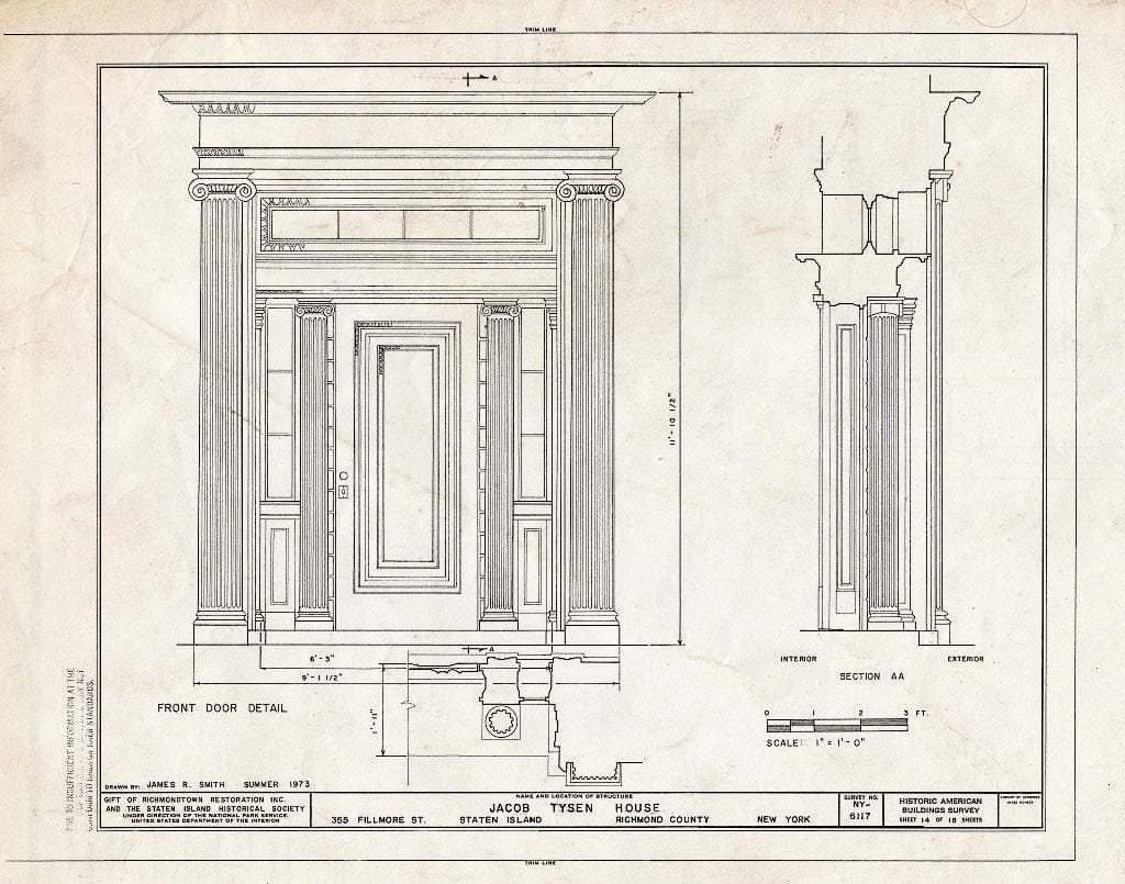 Blueprint HABS NY,43-NEWBR,2- (Sheet 14 of 18) - Jacob Tysen House, 355 Fillmore Street, Staten Island, New Brighton, Richmond County, NY