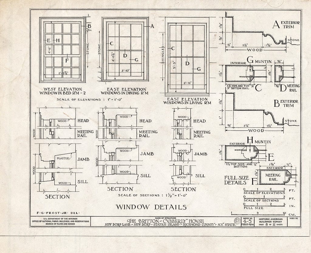 Blueprint HABS NY,43-NEDO,1- (Sheet 8 of 11) - Britton-Cubberly House, New Dorp Lane, New Dorp, Richmond County, NY