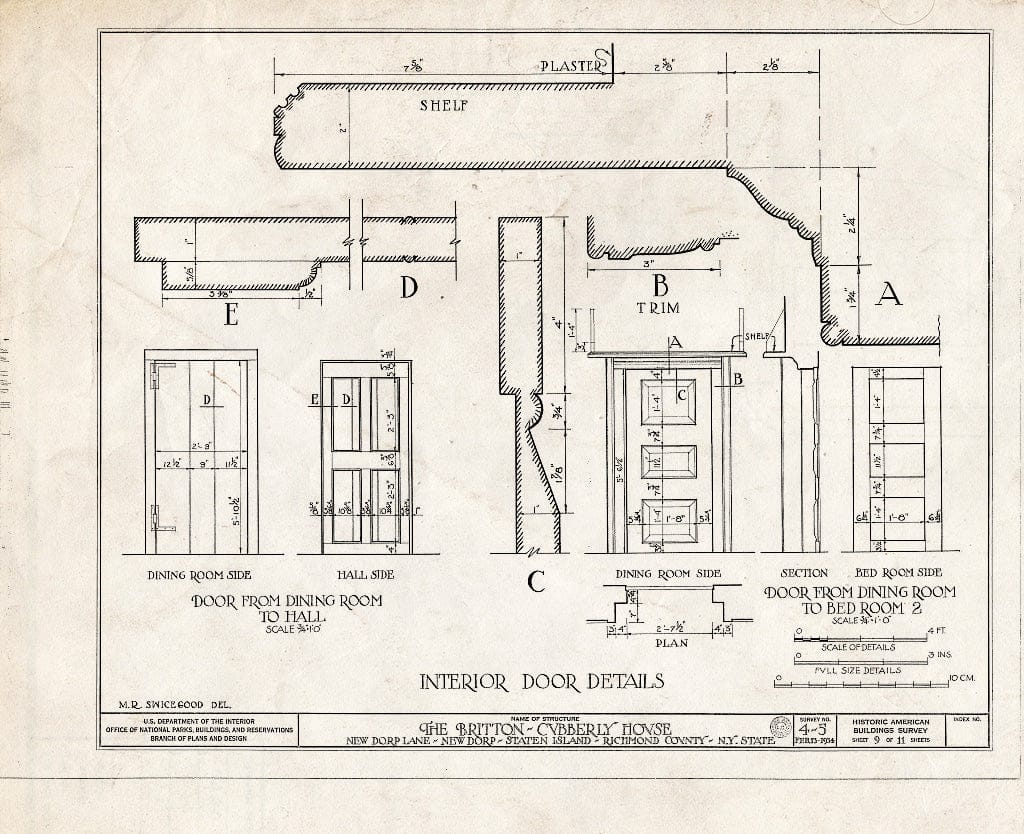 Blueprint HABS NY,43-NEDO,1- (Sheet 9 of 11) - Britton-Cubberly House, New Dorp Lane, New Dorp, Richmond County, NY