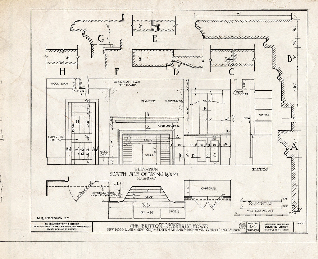 Blueprint HABS NY,43-NEDO,1- (Sheet 10 of 11) - Britton-Cubberly House, New Dorp Lane, New Dorp, Richmond County, NY