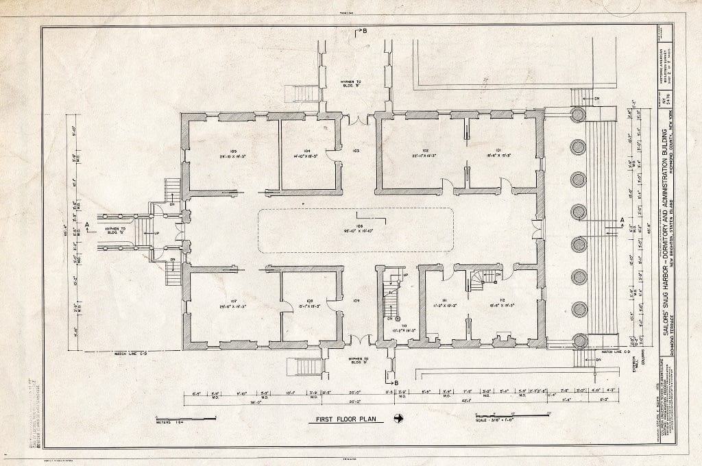 Blueprint HABS NY,43-NEWBR,1F- (Sheet 2 of 7) - Sailors' Snug Harbor, Dormitory C & Administration Building, Richmond Terrace, New Brighton, Richmond County, NY