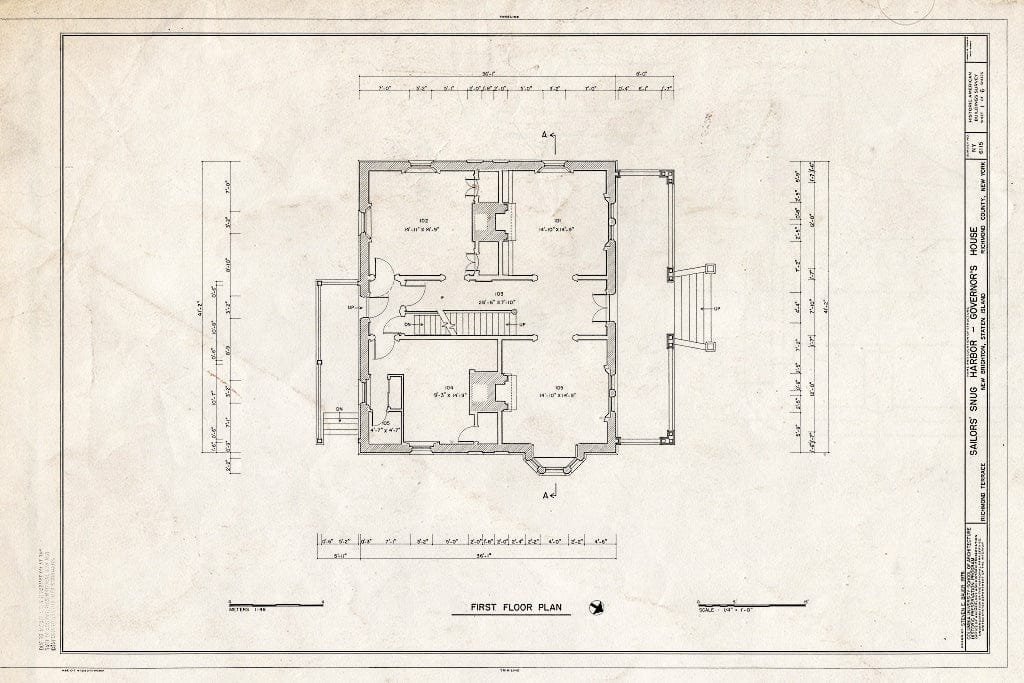Blueprint HABS NY,43-NEWBR,1Q- (Sheet 1 of 6) - Sailors' Snug Harbor, Governor's House, Richmond Terrace, New Brighton, Richmond County, NY