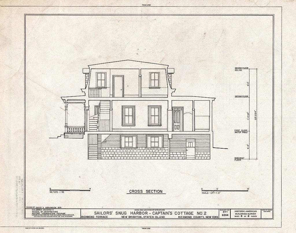 Blueprint HABS NY,43-NEWBR,1L2- (Sheet 6 of 6) - Sailors' Snug Harbor, Captain's Cottage No. 2, Richmond Terrace, New Brighton, Richmond County, NY