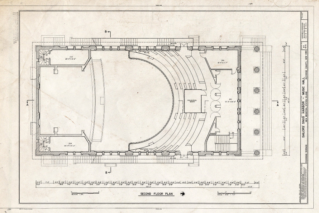 Blueprint HABS NY,43-NEWBR,1A- (Sheet 2 of 5) - Sailors' Snug Harbor, Music Hall, Richmond Terrace, New Brighton, Richmond County, NY