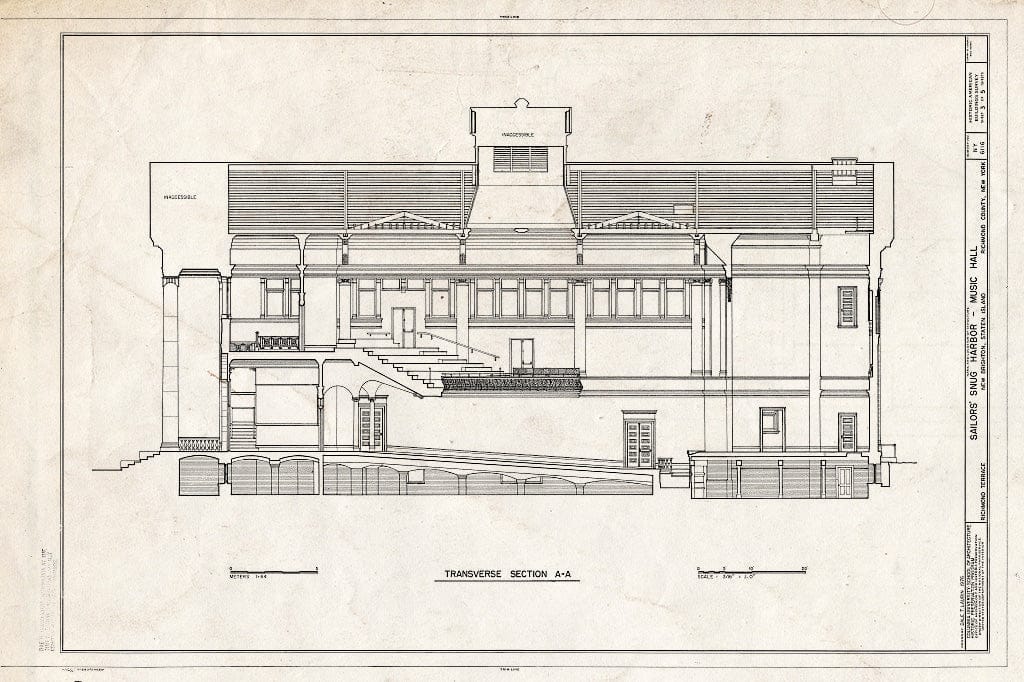 Blueprint HABS NY,43-NEWBR,1A- (Sheet 3 of 5) - Sailors' Snug Harbor, Music Hall, Richmond Terrace, New Brighton, Richmond County, NY