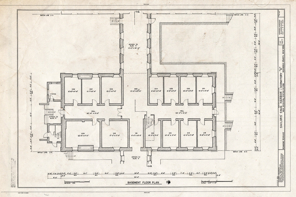 Blueprint HABS NY,43-NEWBR,1G- (Sheet 1 of 7) - Sailors' Snug Harbor, Dormitory D, Richmond Terrace, New Brighton, Richmond County, NY