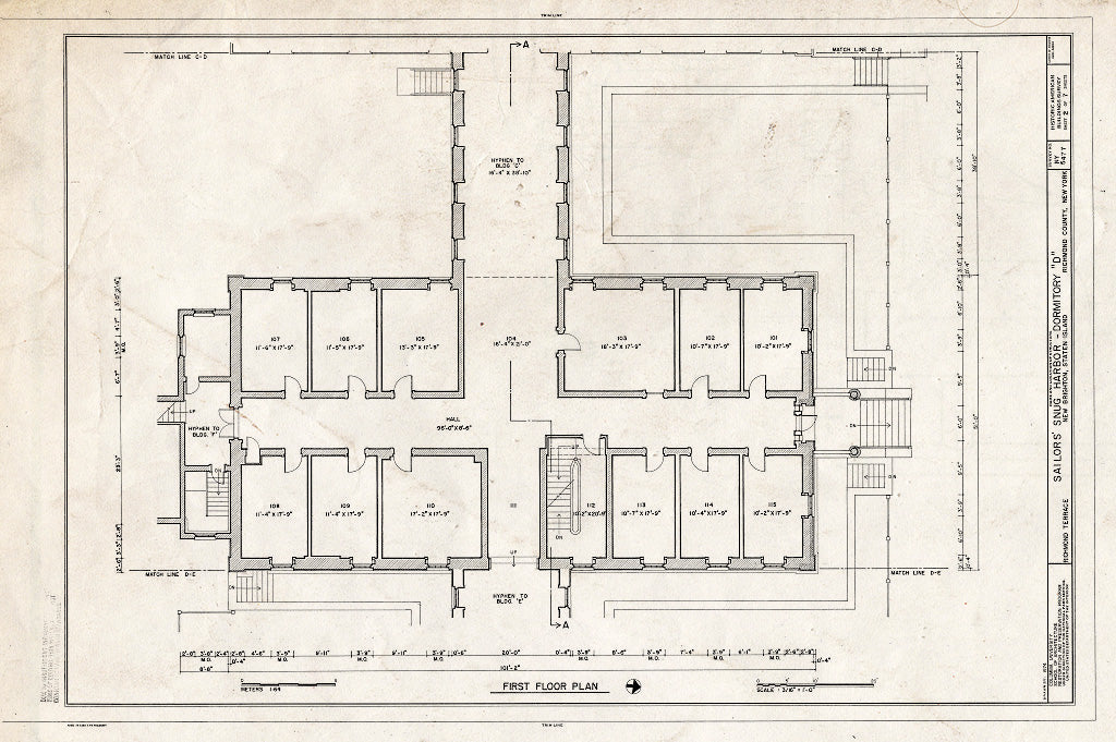 Blueprint HABS NY,43-NEWBR,1G- (Sheet 2 of 7) - Sailors' Snug Harbor, Dormitory D, Richmond Terrace, New Brighton, Richmond County, NY