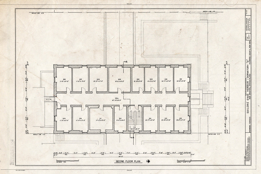 Blueprint HABS NY,43-NEWBR,1G- (Sheet 3 of 7) - Sailors' Snug Harbor, Dormitory D, Richmond Terrace, New Brighton, Richmond County, NY