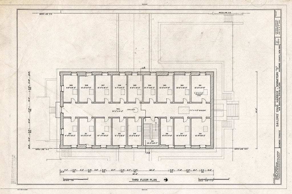 Blueprint HABS NY,43-NEWBR,1G- (Sheet 4 of 7) - Sailors' Snug Harbor, Dormitory D, Richmond Terrace, New Brighton, Richmond County, NY