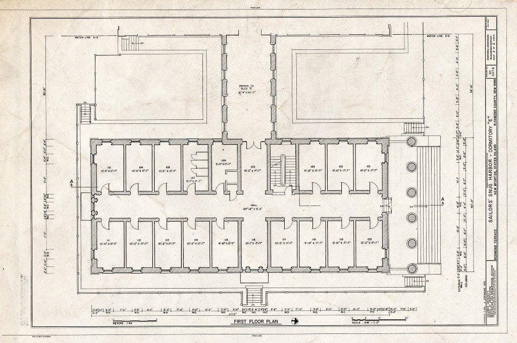 Blueprint HABS NY,43-NEWBR,1H- (Sheet 2 of 6) - Sailors' Snug Harbor, Dormitory E, Richmond Terrace, New Brighton, Richmond County, NY