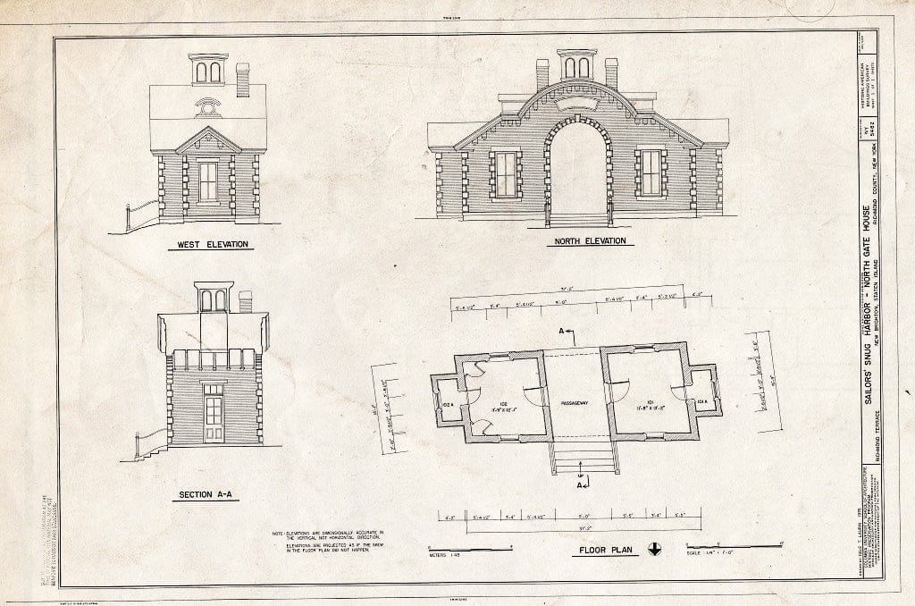 Blueprint HABS NY,43-NEWBR,1M- (Sheet 1 of 1) - Sailors' Snug Harbor, North Gatehouse, Richmond Terrace, New Brighton, Richmond County, NY