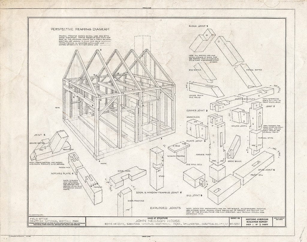 Blueprint HABS NY,46-BEMHI,1A- (Sheet 1 of 3) - John Neilson House, Bemis Heights, Stillwater, NY