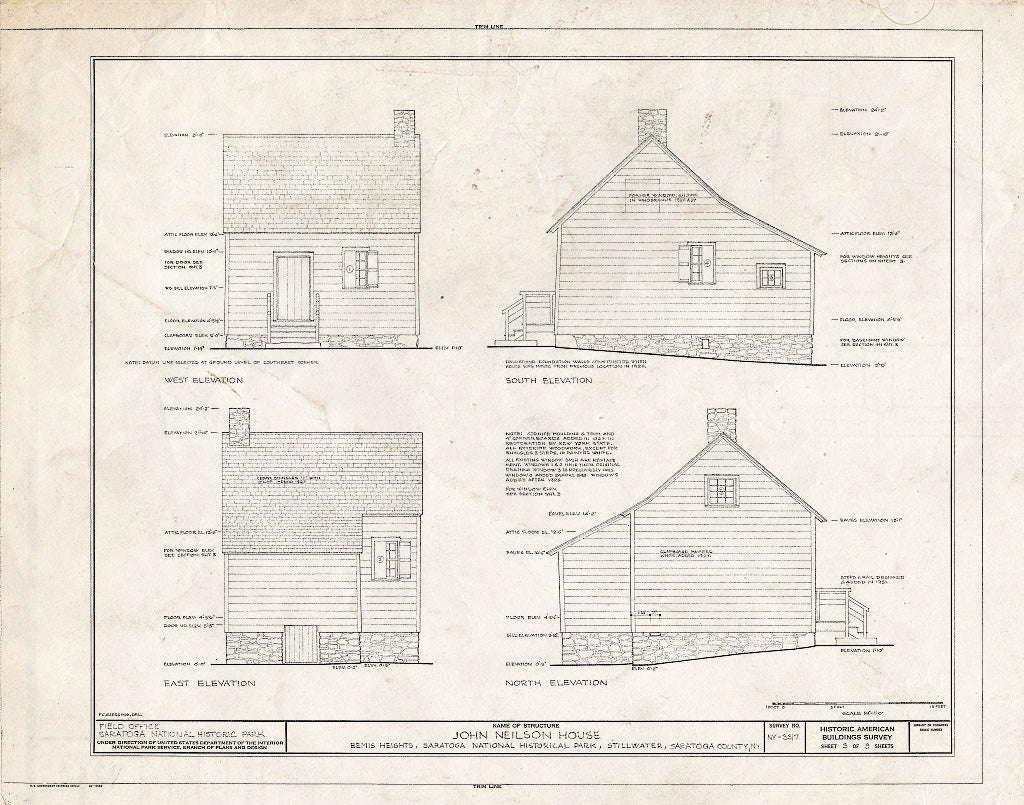 Blueprint HABS NY,46-BEMHI,1A- (Sheet 3 of 3) - John Neilson House, Bemis Heights, Stillwater, NY