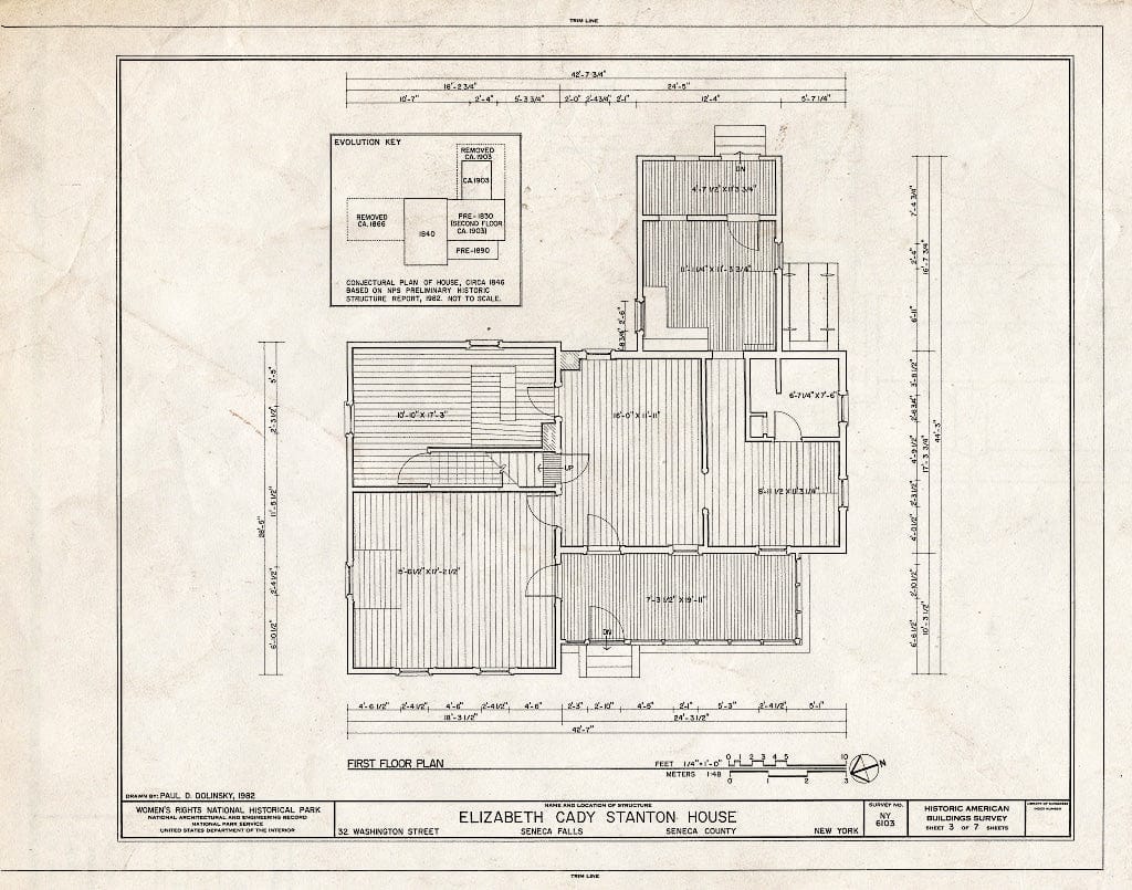 Blueprint HABS NY,50-SENFA,2- (Sheet 3 of 7) - Elizabeth Cady Stanton House, 32 Washington Street, Seneca Falls, Seneca County, NY