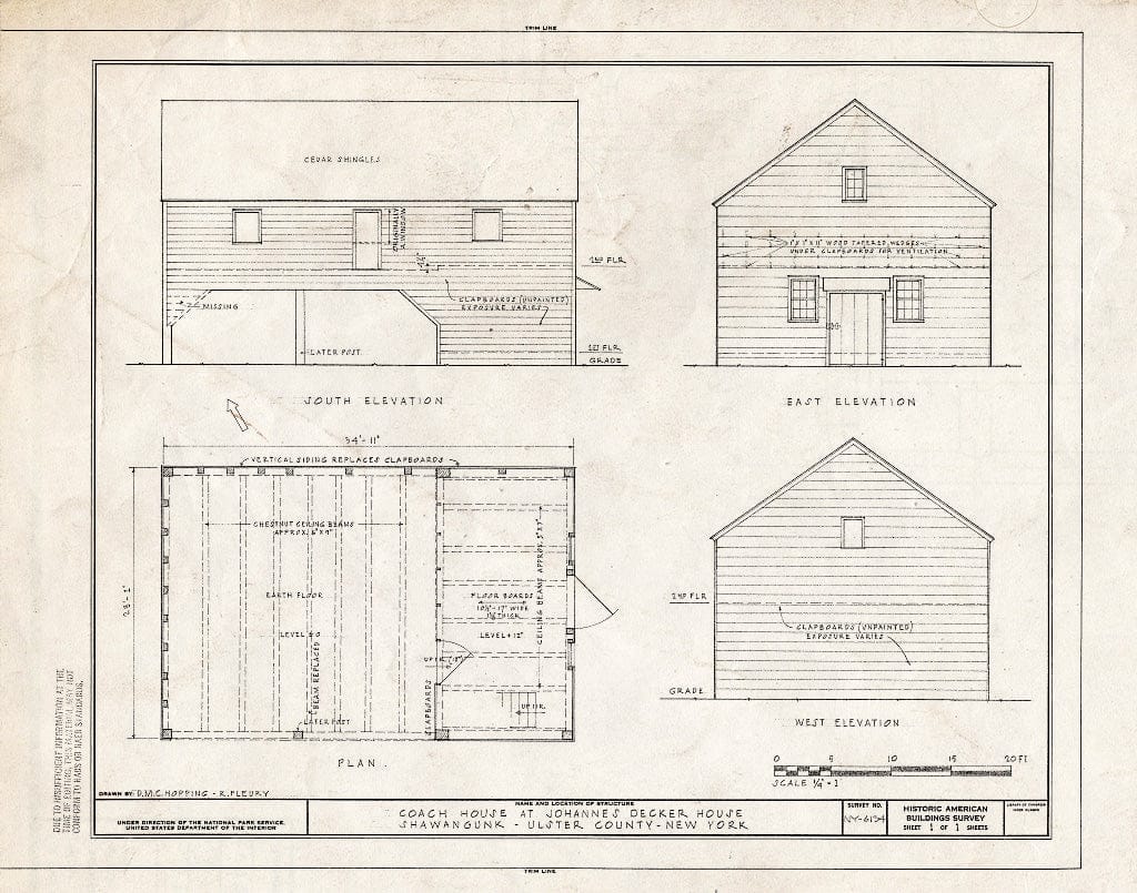 Blueprint HABS NY,56-SHWA,3B- (Sheet 1 of 1) - Johannes Decker Coach House, Wallkill, Ulster County, NY