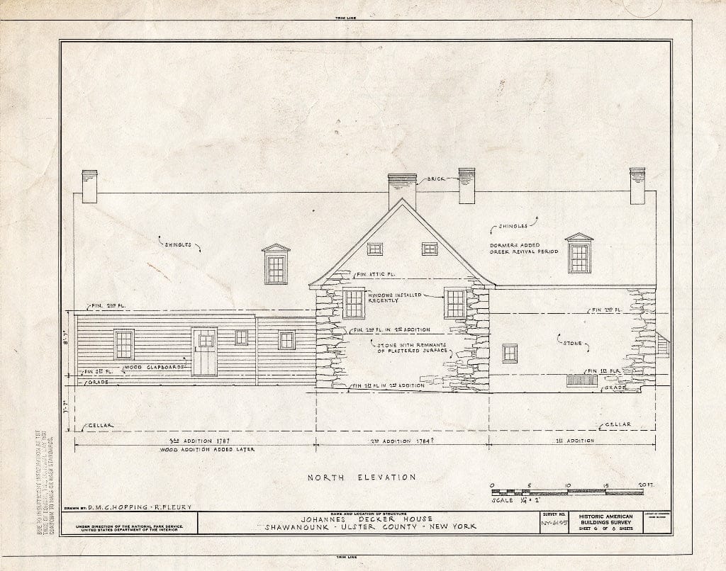Blueprint HABS NY,56-SHWA,3- (Sheet 6 of 8) - Johannes Decker House, Red Mill Road & Shawangunk Kill Vicinity, Wallkill, Ulster County, NY
