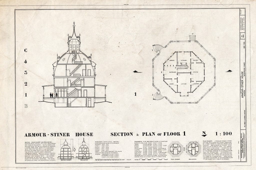 Blueprint HABS NY,60-IRV,3- (Sheet 2 of 4) - Armour-Stiner House, 45 West Clinton Avenue, Irvington, Westchester County, NY
