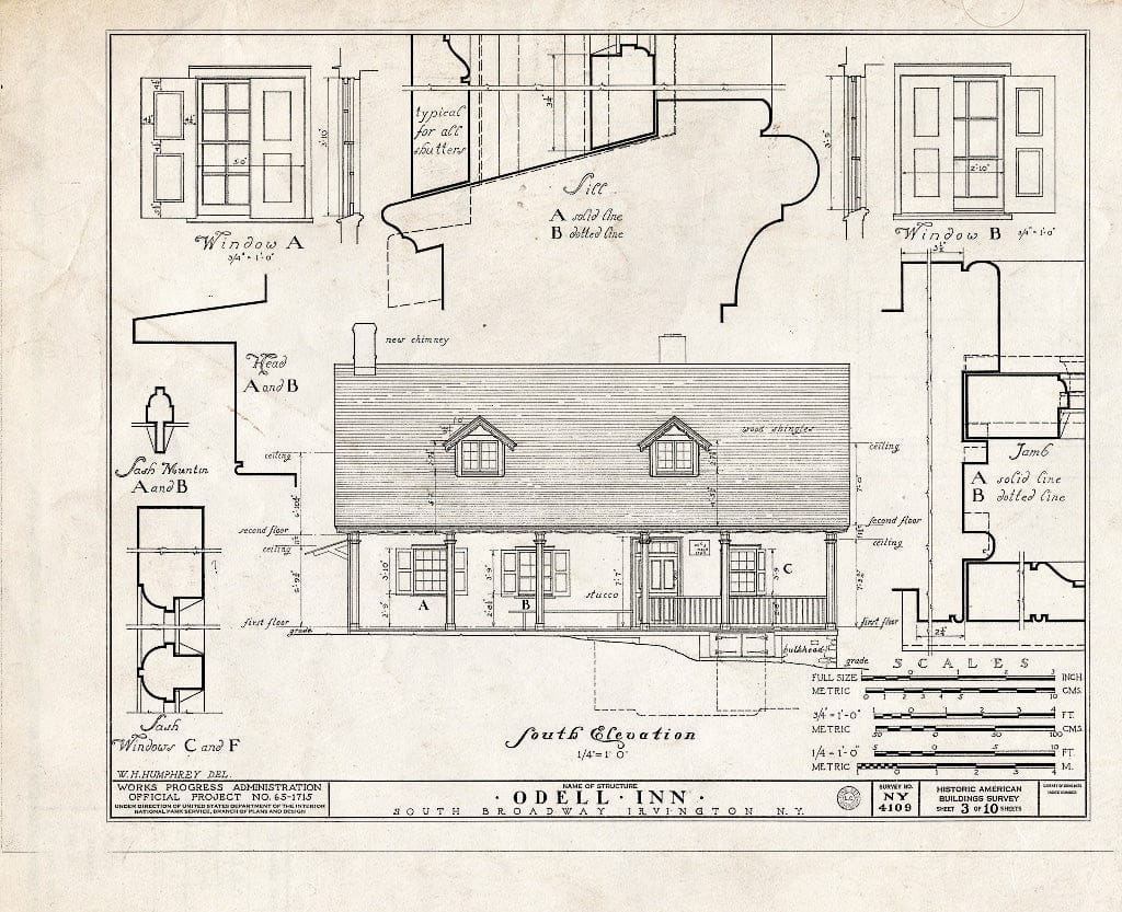Blueprint HABS NY,60-IRV,1- (Sheet 3 of 10) - Odell Inn, South Broadway, Irvington, Westchester County, NY