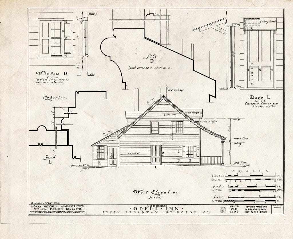 Blueprint HABS NY,60-IRV,1- (Sheet 5 of 10) - Odell Inn, South Broadway, Irvington, Westchester County, NY