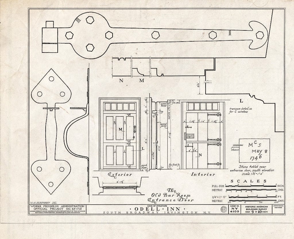 Blueprint HABS NY,60-IRV,1- (Sheet 9 of 10) - Odell Inn, South Broadway, Irvington, Westchester County, NY