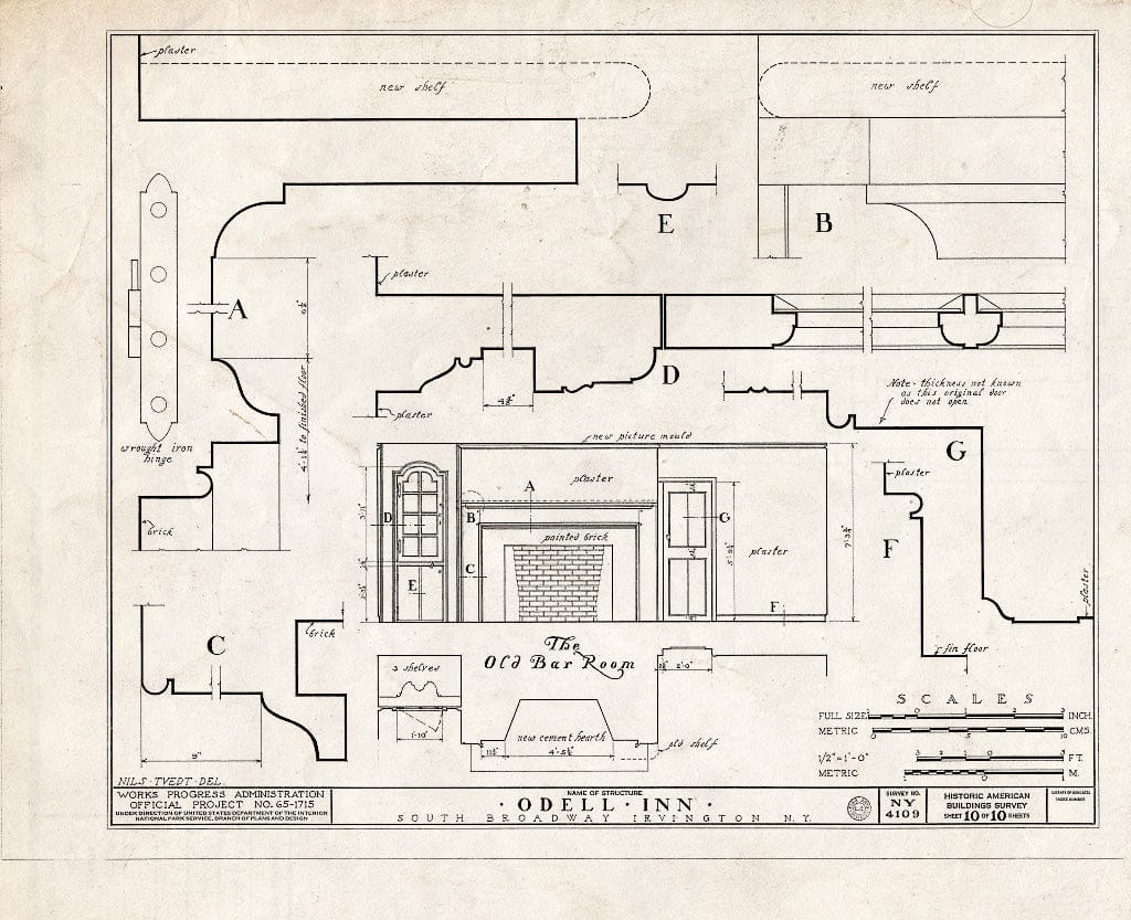 Blueprint HABS NY,60-IRV,1- (Sheet 10 of 10) - Odell Inn, South Broadway, Irvington, Westchester County, NY