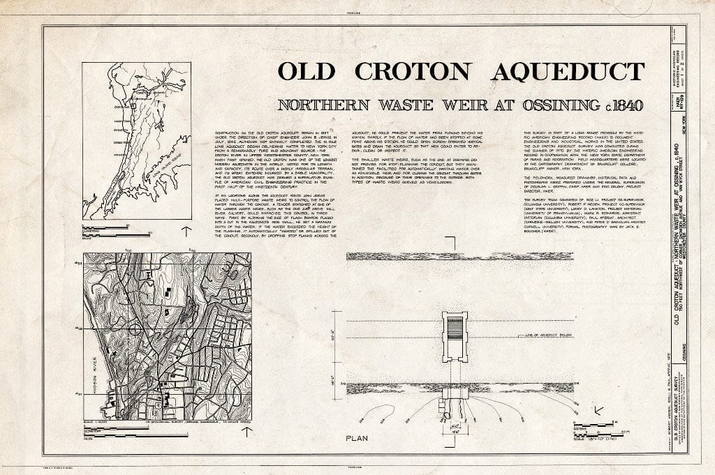 Blueprint HAER NY,60-OSS,2B- (Sheet 1 of 2) - Old Croton Aqueduct, Northern Waste Weir, Snowden Avenue & Van Wick Street, Ossining, Westchester County, NY