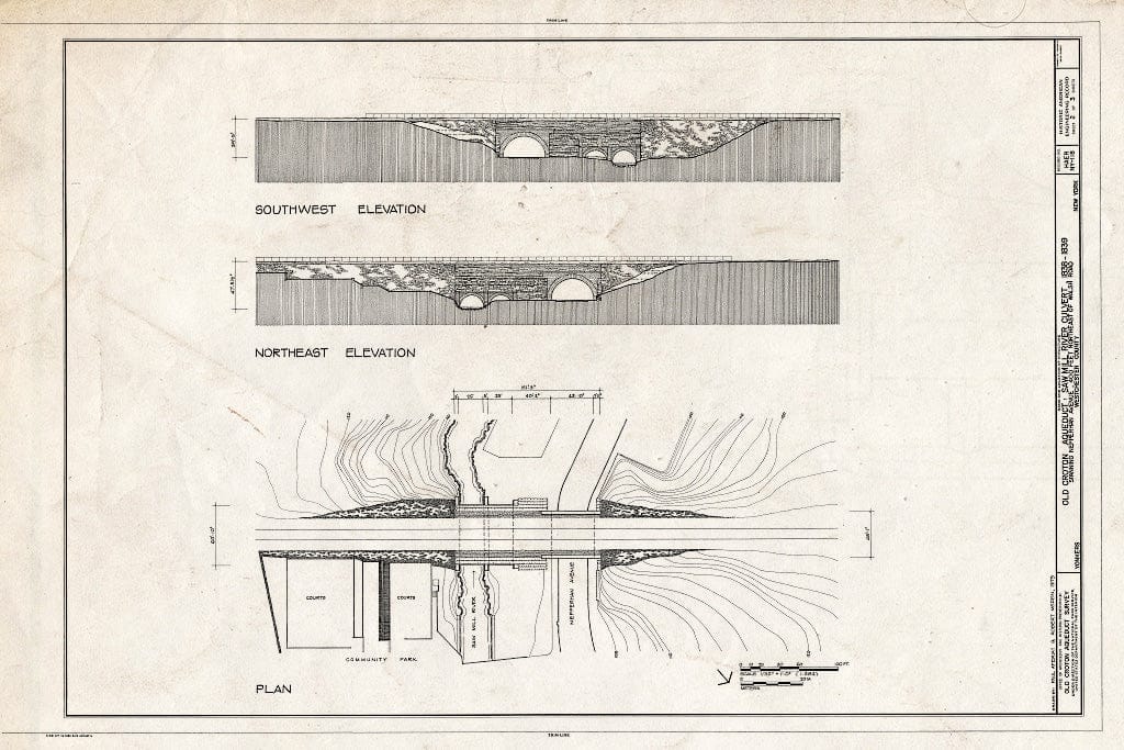 Blueprint HAER NY,60-Yonk,1A- (Sheet 2 of 3) - Old Croton Aqueduct, Saw Mill River Culvert, Spanning Nepperhan Avenue, Yonkers, Westchester County, NY