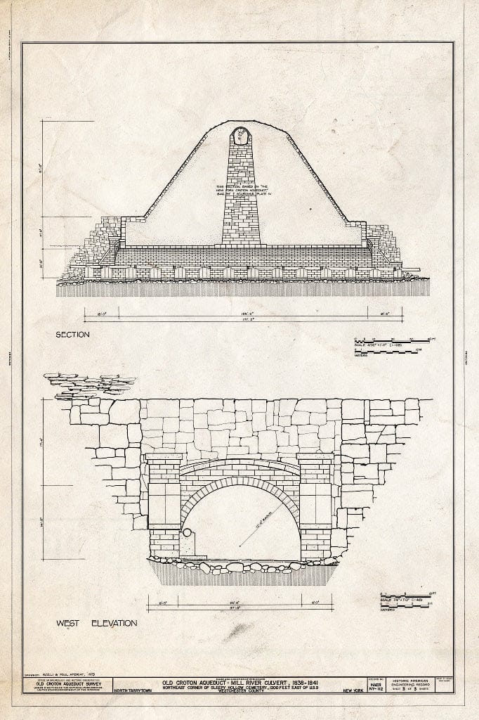 Blueprint HAER NY,60-Taryn,3A- (Sheet 3 of 3) - Old Croton Aqueduct, Mill River Culvert, U.S. Route 9 at Sleepy Hollow Cemetery, Tarrytown, Westchester County, NY