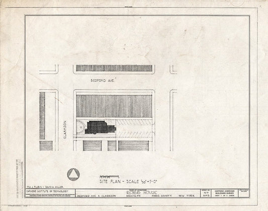 Blueprint HABS NY,24-Brok,44- (Sheet 1 of 11) - Robb House, Bedford Avenue & Clarkson, Brooklyn, Kings County, NY