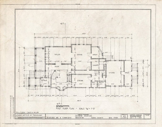 Blueprint HABS NY,24-Brok,44- (Sheet 3 of 11) - Robb House, Bedford Avenue & Clarkson, Brooklyn, Kings County, NY