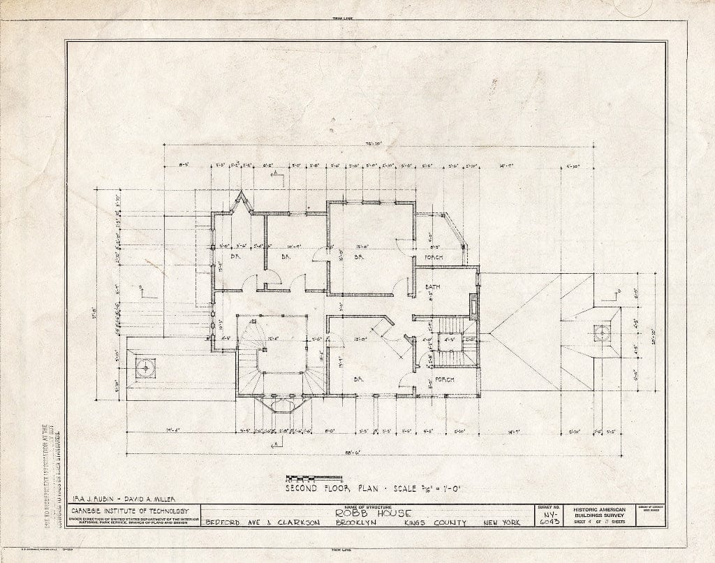 Blueprint HABS NY,24-Brok,44- (Sheet 4 of 11) - Robb House, Bedford Avenue & Clarkson, Brooklyn, Kings County, NY