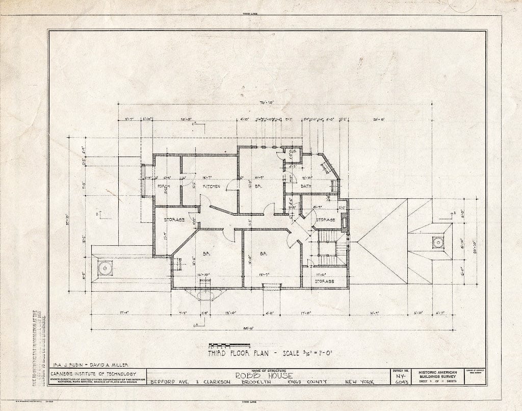 Blueprint HABS NY,24-Brok,44- (Sheet 5 of 11) - Robb House, Bedford Avenue & Clarkson, Brooklyn, Kings County, NY