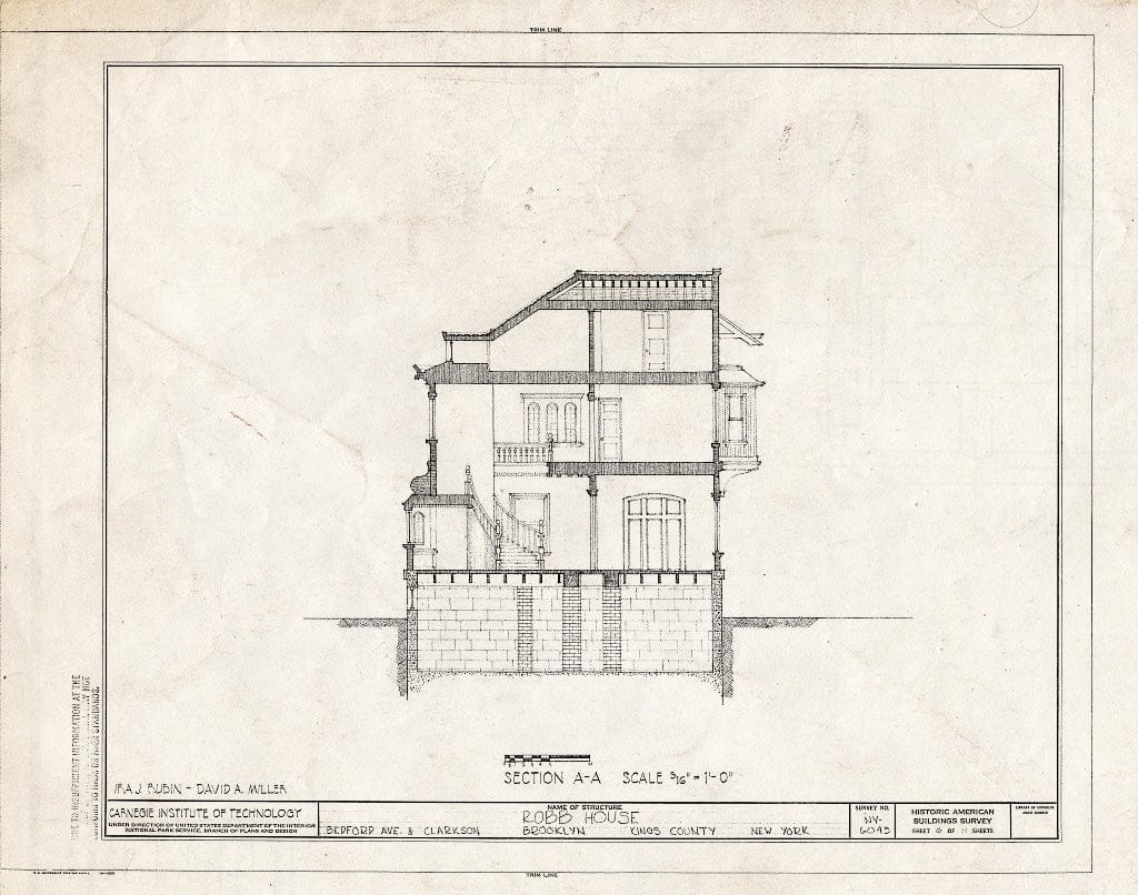 Blueprint HABS NY,24-Brok,44- (Sheet 6 of 11) - Robb House, Bedford Avenue & Clarkson, Brooklyn, Kings County, NY