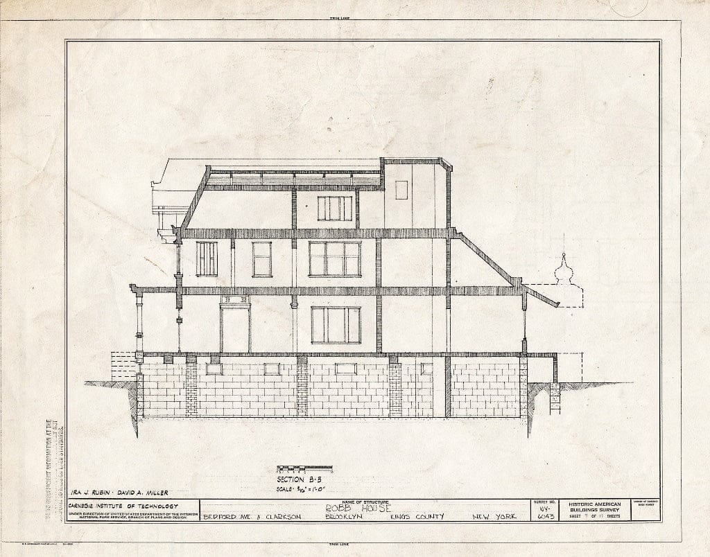 Blueprint HABS NY,24-Brok,44- (Sheet 7 of 11) - Robb House, Bedford Avenue & Clarkson, Brooklyn, Kings County, NY