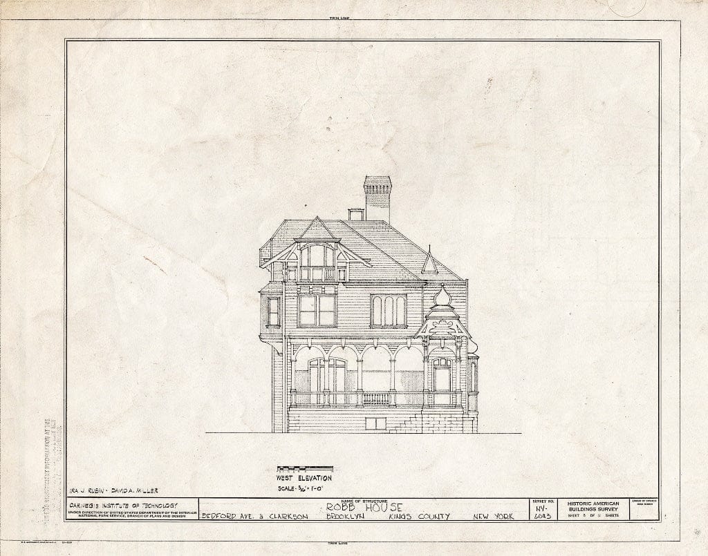 Blueprint HABS NY,24-Brok,44- (Sheet 8 of 11) - Robb House, Bedford Avenue & Clarkson, Brooklyn, Kings County, NY