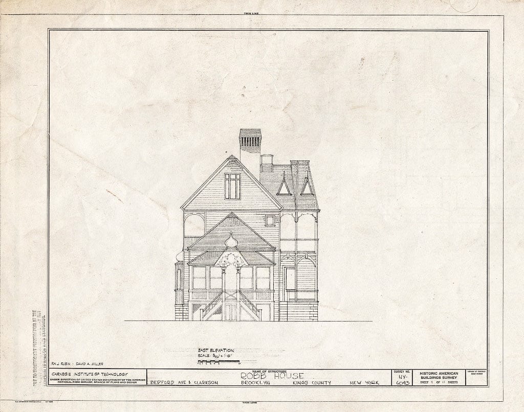 Blueprint HABS NY,24-Brok,44- (Sheet 9 of 11) - Robb House, Bedford Avenue & Clarkson, Brooklyn, Kings County, NY