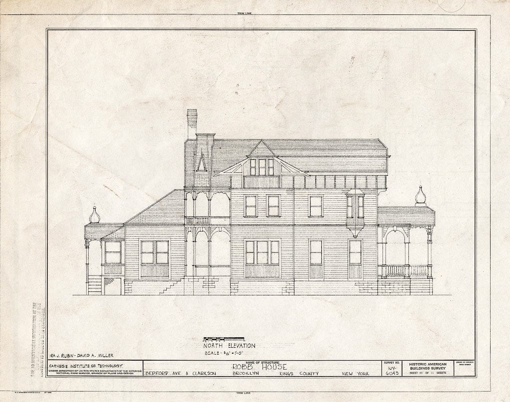 Blueprint HABS NY,24-Brok,44- (Sheet 10 of 11) - Robb House, Bedford Avenue & Clarkson, Brooklyn, Kings County, NY