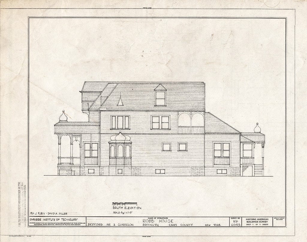 Blueprint HABS NY,24-Brok,44- (Sheet 11 of 11) - Robb House, Bedford Avenue & Clarkson, Brooklyn, Kings County, NY