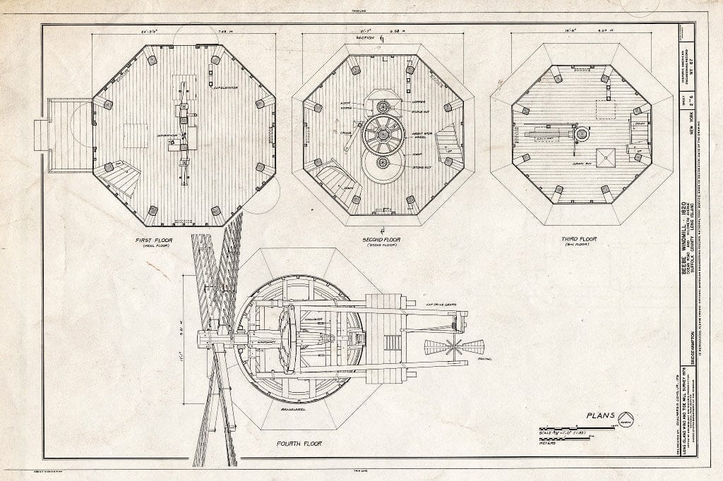 Blueprint HAER NY,52-BRIG,4- (Sheet 2 of 6) - Beebe Windmill, Hildreath Lane & Ocean Avenue (Moved Several Times), Bridgehampton, Suffolk County, NY
