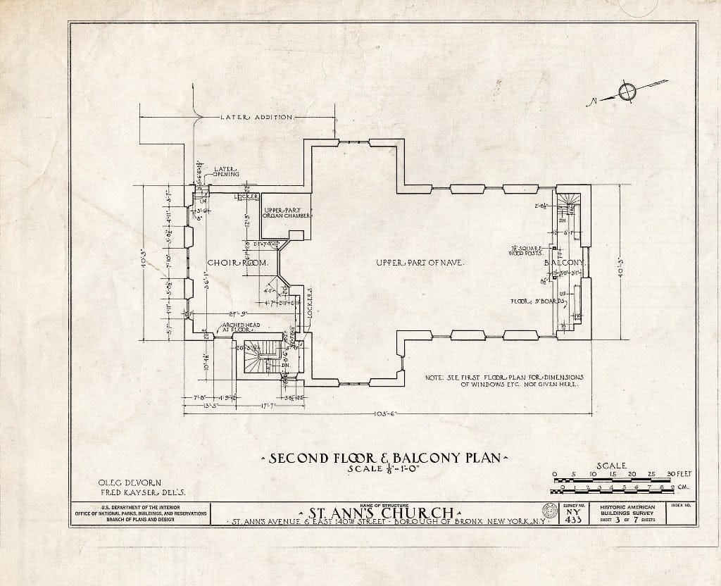 Blueprint HABS NY,31-NEYO,4- (Sheet 3 of 7) - St. Ann's Church, 295 Saint Ann's Avenue & East 140th Street, New York County, NY