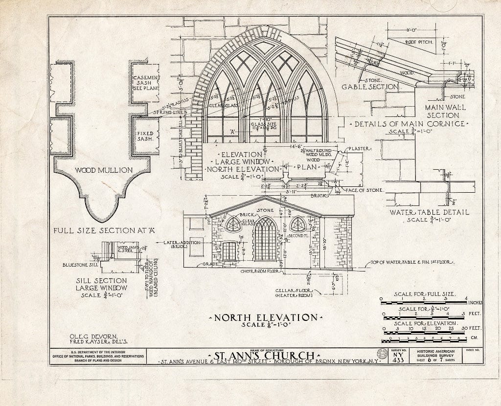 Blueprint HABS NY,31-NEYO,4- (Sheet 6 of 7) - St. Ann's Church, 295 Saint Ann's Avenue & East 140th Street, New York County, NY