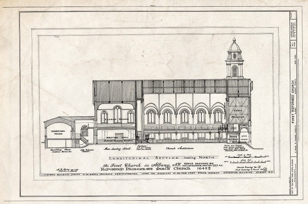 Blueprint HABS NY,1-ALB,11- (Sheet 5 of 8) - First Reformed Church, North Pearl & Orange Streets, Albany, Albany County, NY