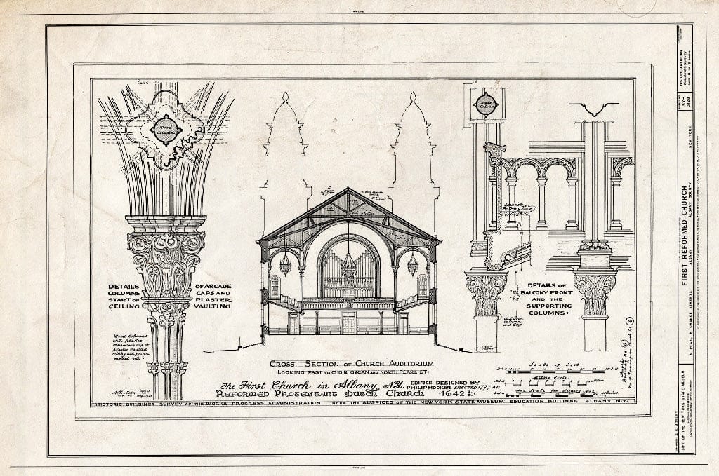 Blueprint HABS NY,1-ALB,11- (Sheet 6 of 8) - First Reformed Church, North Pearl & Orange Streets, Albany, Albany County, NY