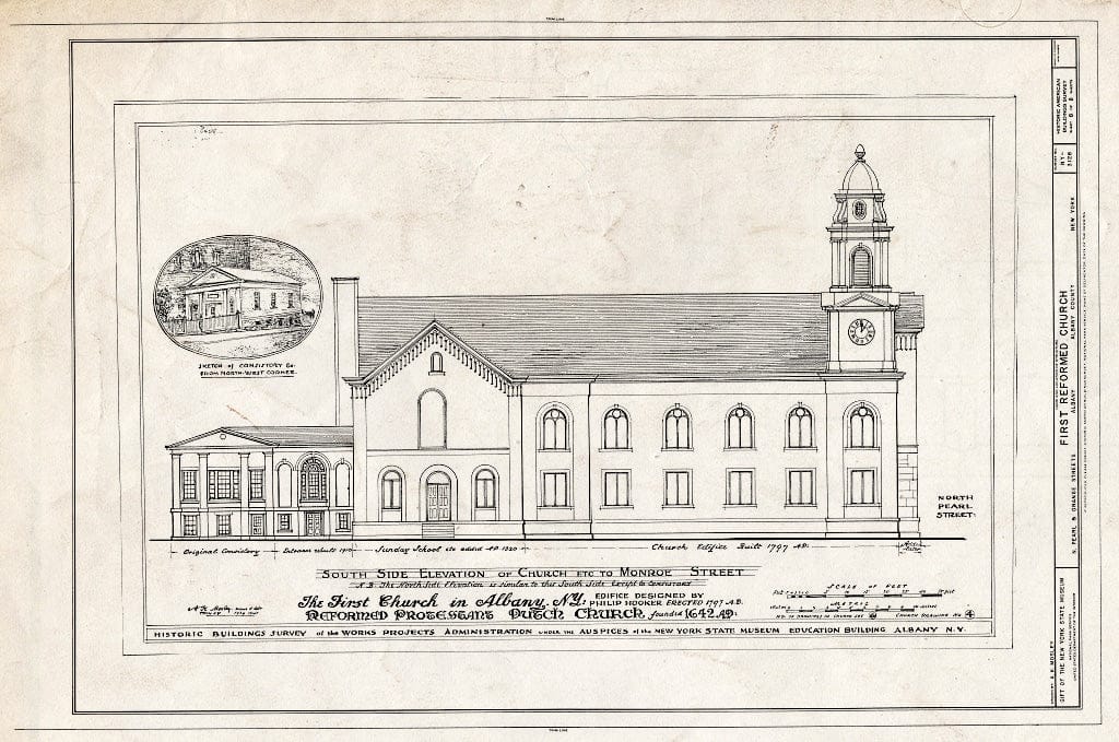 Blueprint HABS NY,1-ALB,11- (Sheet 8 of 8) - First Reformed Church, North Pearl & Orange Streets, Albany, Albany County, NY