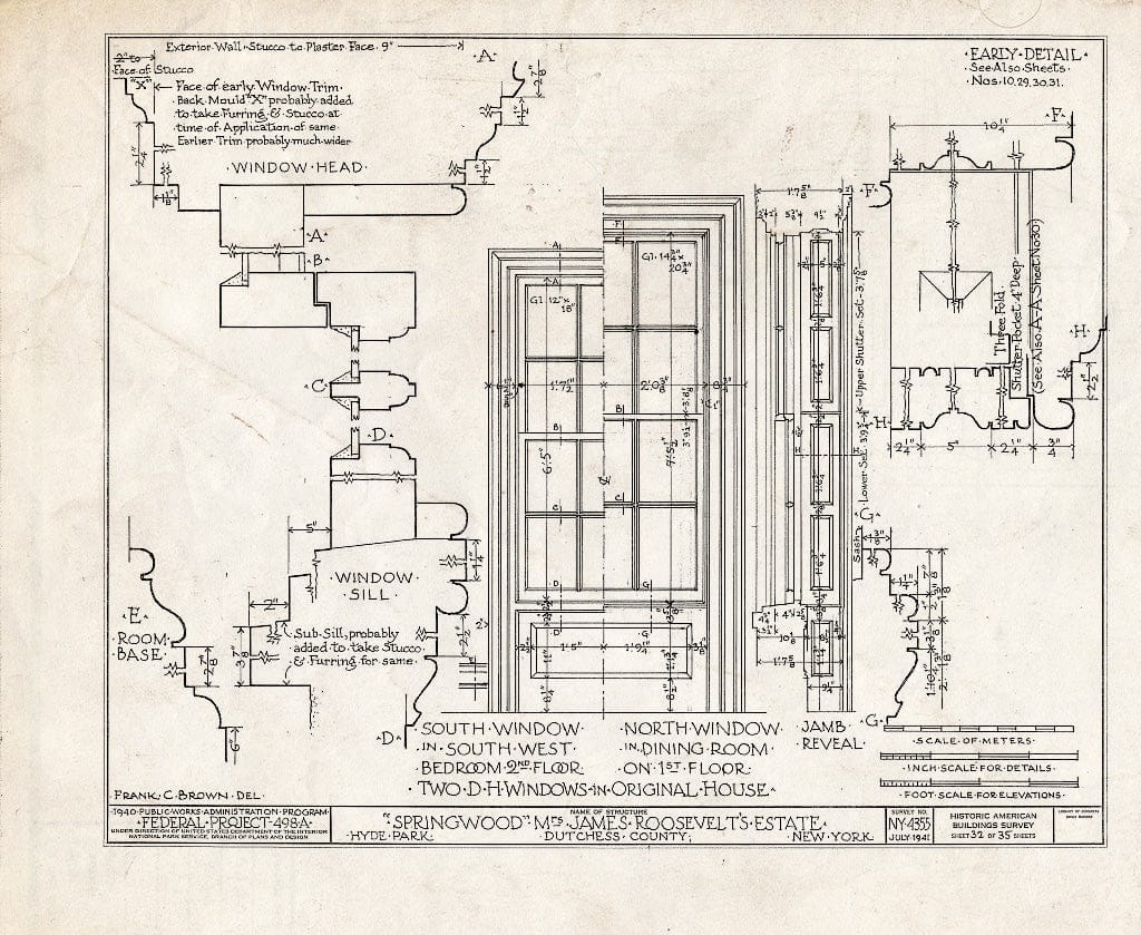 Blueprint HABS NY,14-HYP,5- (Sheet 32 of 35) - Springwood, Hyde Park, Dutchess County, NY