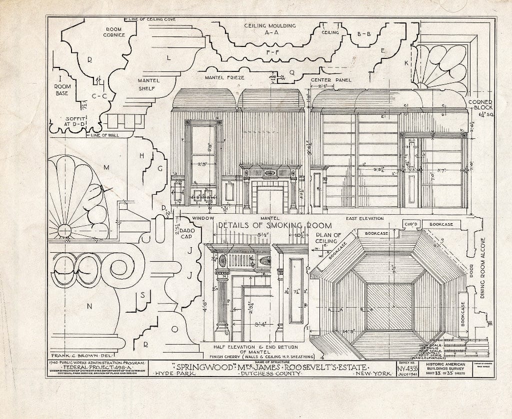 Blueprint HABS NY,14-HYP,5- (Sheet 33 of 35) - Springwood, Hyde Park, Dutchess County, NY