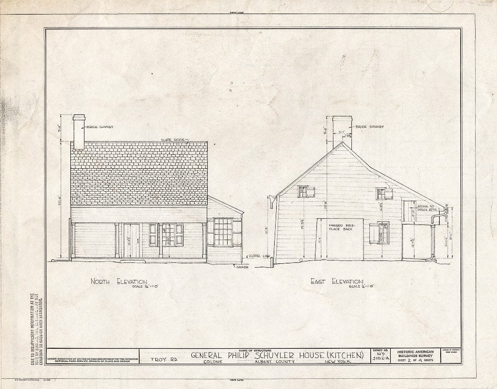 Blueprint HABS NY,1-COL,39A- (Sheet 2 of 4) - General Philip Schuyler Kitchen, Troy Road Vicinity, Colonie, Albany County, NY