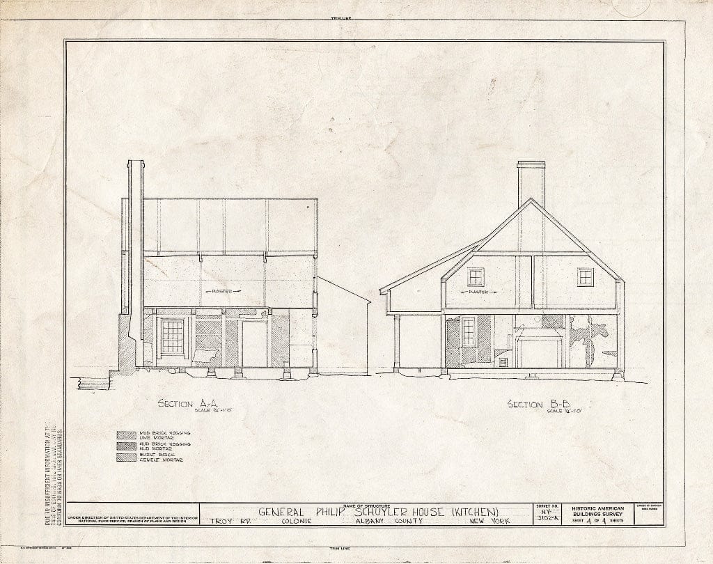 Blueprint HABS NY,1-COL,39A- (Sheet 4 of 4) - General Philip Schuyler Kitchen, Troy Road Vicinity, Colonie, Albany County, NY