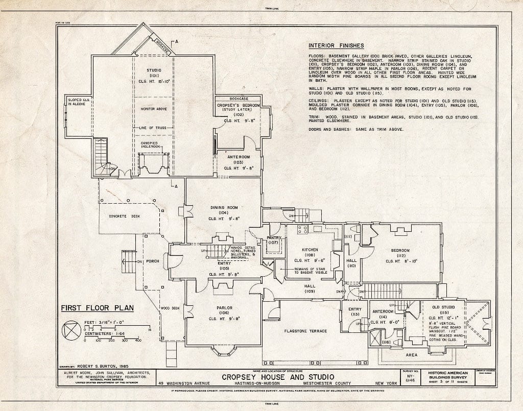 Blueprint HABS NY,60-HAST,2- (Sheet 3 of 11) - Cropsey House & Studio, 49 Washington Avenue, Hastings-on-Hudson, Westchester County, NY