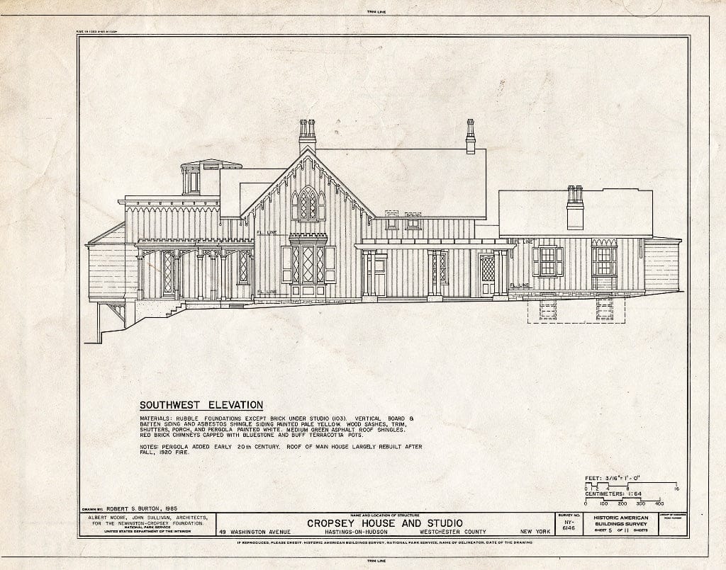 Blueprint HABS NY,60-HAST,2- (Sheet 5 of 11) - Cropsey House & Studio, 49 Washington Avenue, Hastings-on-Hudson, Westchester County, NY